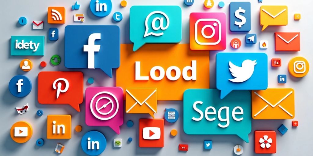 Collage of digital marketing tools and icons.